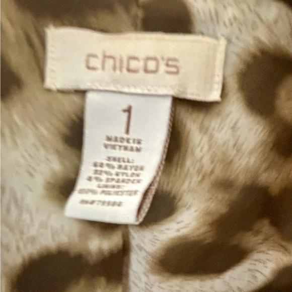 Chicos Neutral Blazer with Leopard Lining - Picture 2 of 4